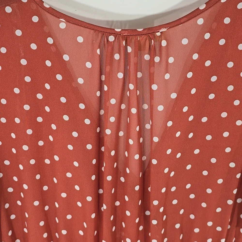 {Indigo Rose} Polka Dot Pleated Dress - Size MEDIUM - Picture 12 of 16